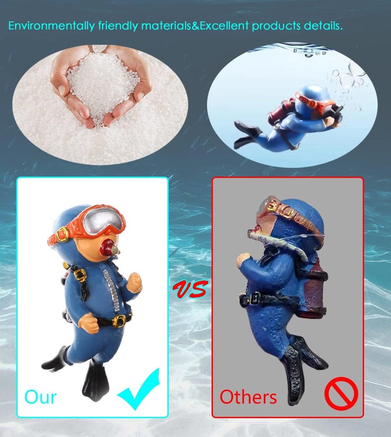 SUPTEC 2-Pack Cute Little Diver Aquarium Decorations - Floating Aquarium Accessories for Fish Tanks - Image 3